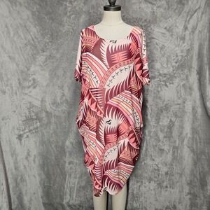 Missing Polynesia Womens Geometric Print Dolman Dress Pockets Sz S M Light Boho